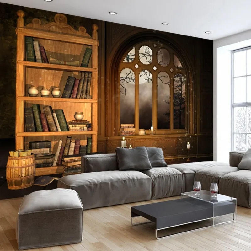 Фотообои на заказ Европейский ретро Ностальгический фон фотообои для книжной