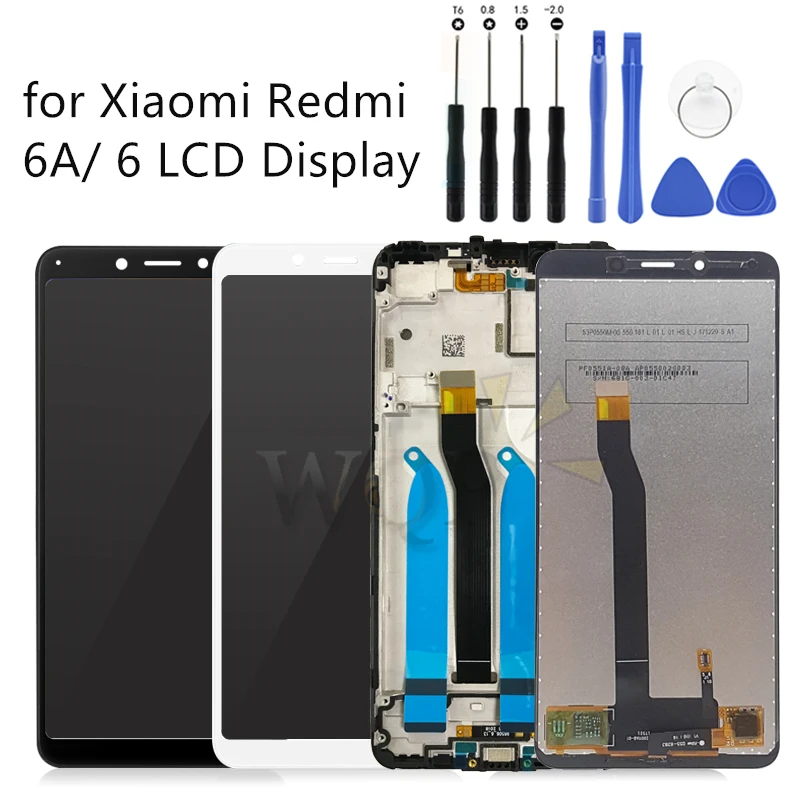 ЖК-дисплей для Xiaomi Redmi 6A, с сенсорным экраном, с рамкой, ЖК-дигитайзер для Redmi 6, ЖК-дисплей в сборе, запчасти для ремонта от AliExpress WW