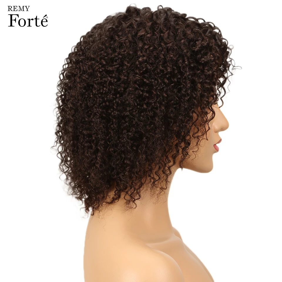 Парики из натуральных волос Remy Forte Короткие вьющиеся человеческие волосы парик