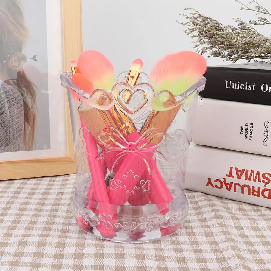 Transparent Makeup Brushes Storage Container Pencil Case Home Desk Decoration Stationery Gifts Make up Tool