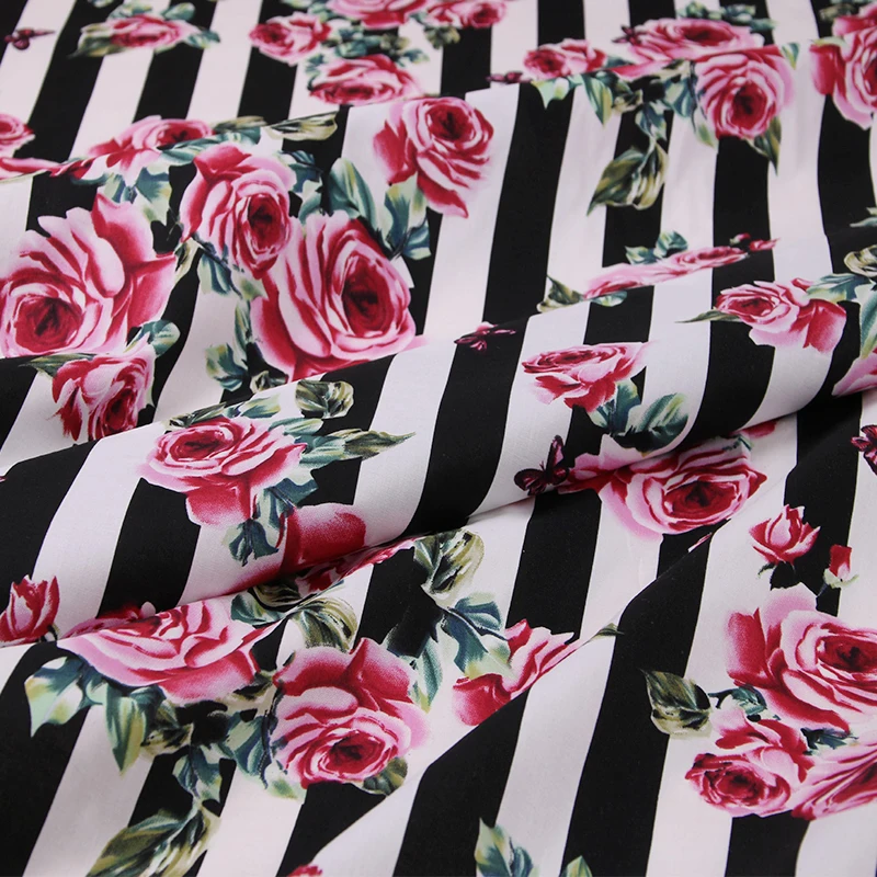 Розовая и полосатая ткань с принтом 100% хлопковая для женщин детская одежда