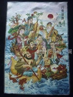 chinese antique collection thangka embroidery eight immortals cross the sea diagram