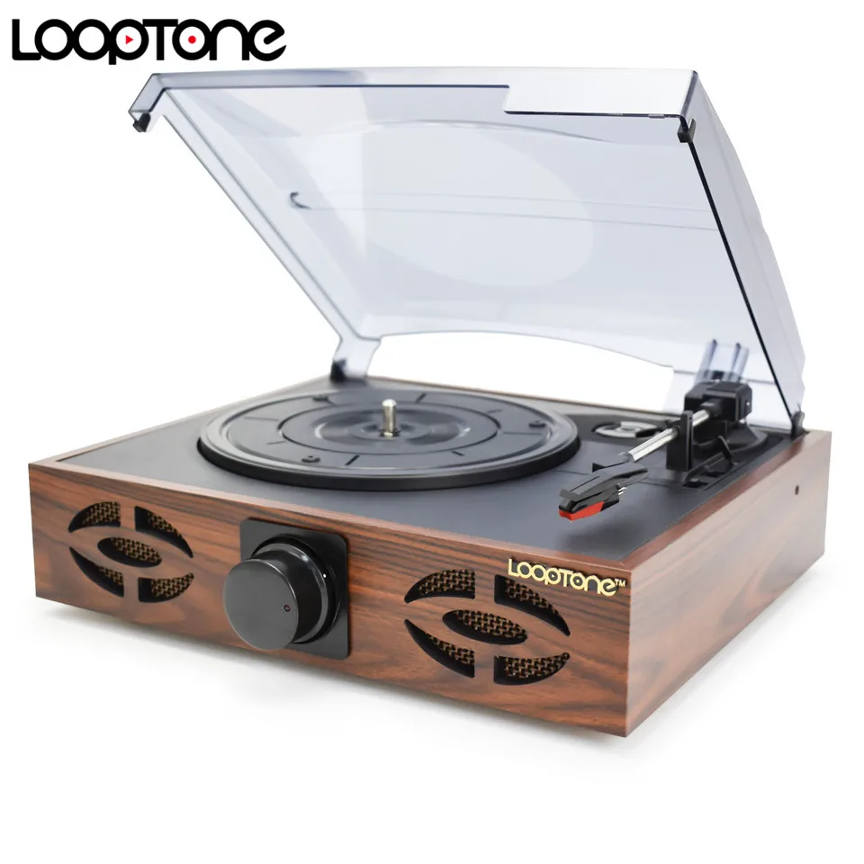 

LoopTone 33/45/78 RPM Vintage Turntable Players For Vinyl LP Record Phono Player 2 Built-in Speakers Line-out AC110~130&220~240V