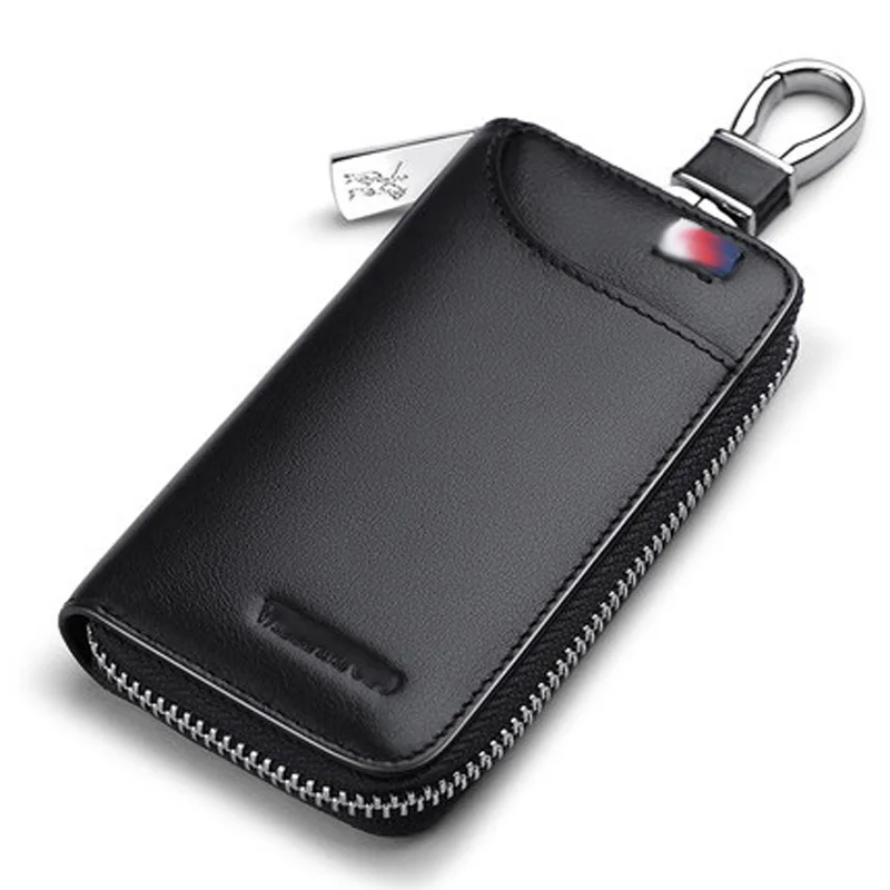 

Emperor Paul leather car key bag zipper head layer leather men and women fashion waist padlock key chain couple