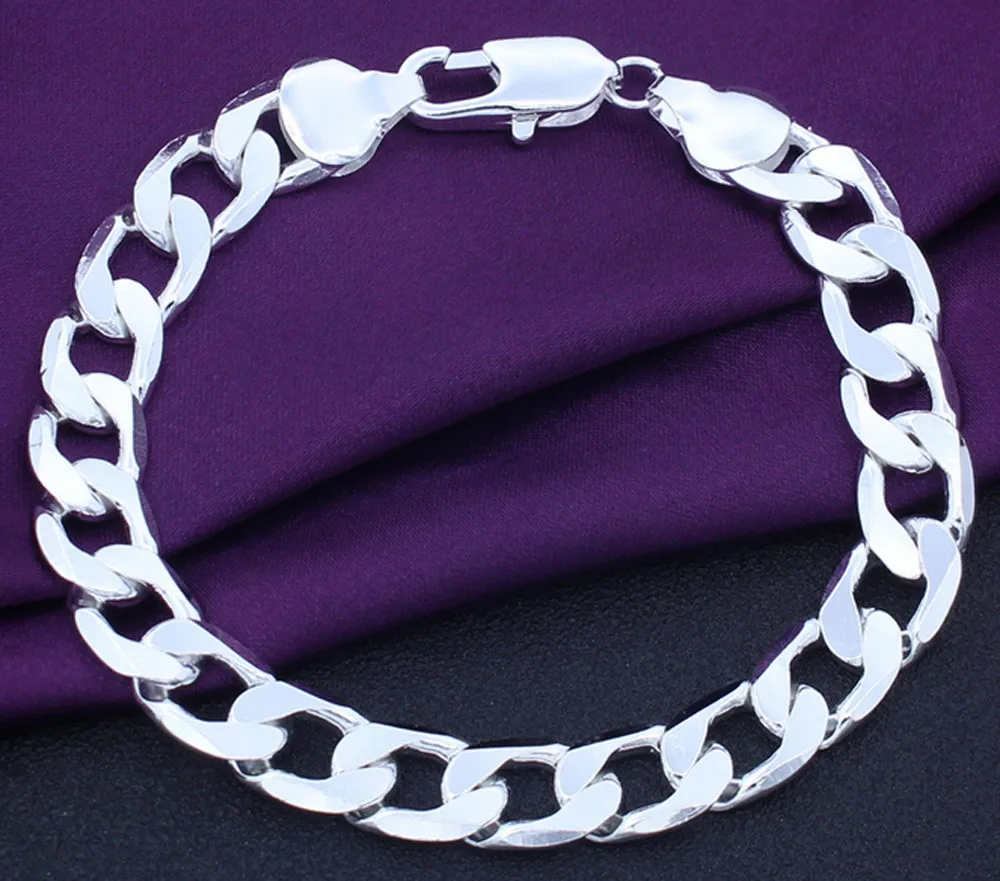 Бесплатная доставка 925 штампованный Серебряный цветной браслет для мужчин и