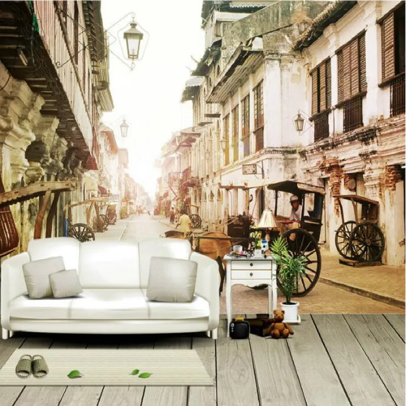 

Романтический город ретро улица аллея европейский стиль большие обои Гостиная Спальня картина ТВ фон обои