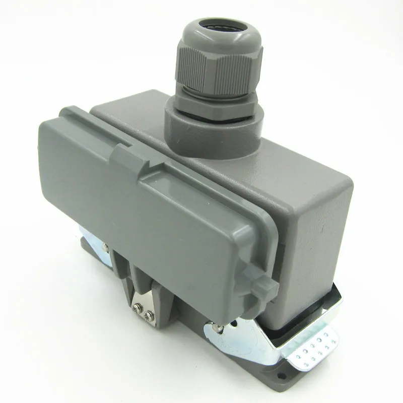 

HDC-HE-024-2 Bring Cover Heavy Load Connector Shuangkou Top Outlet Heat Flux Avenue 24 Core 16A Plug Rectangle
