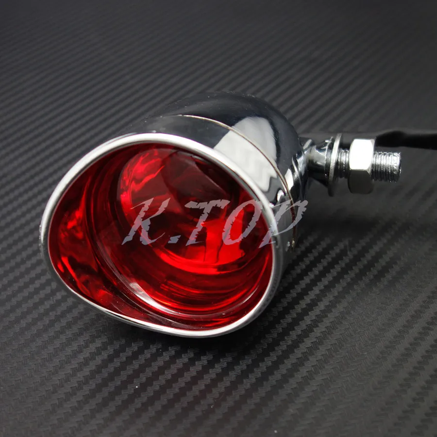 Chrome Bullet Rear Stop Tail Brake Light For Cafe Racer Bobber Chopper Custom |