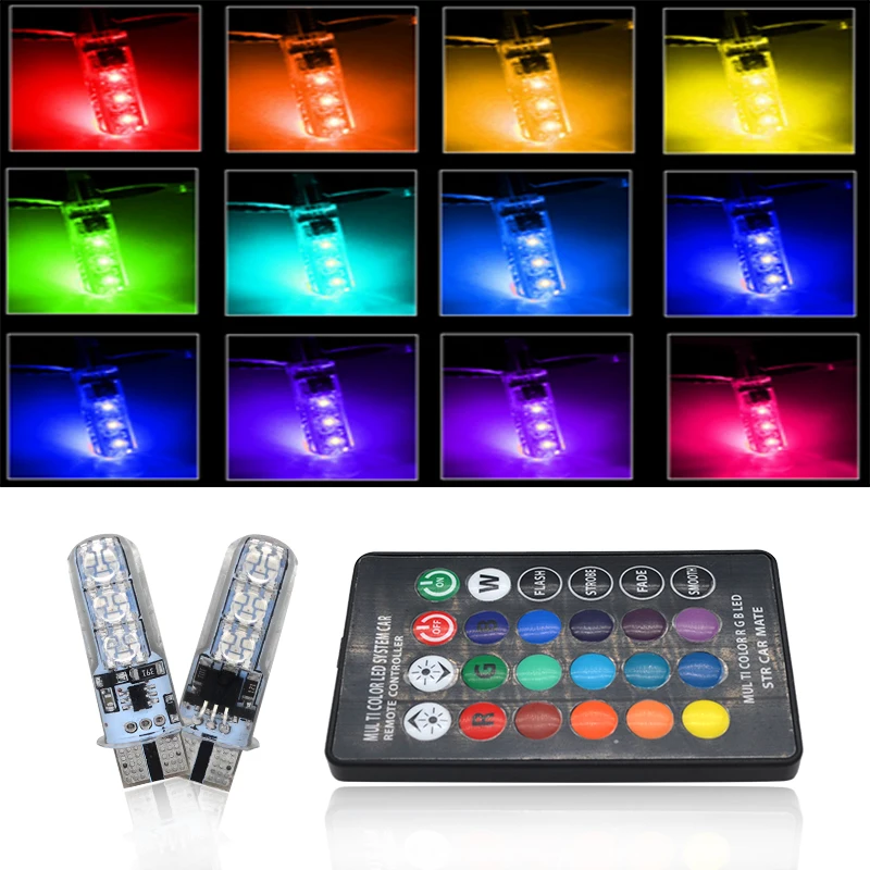 Автомобильные светодиодные лампы SKYJOYCE 2 шт./компл. 12 В T10 W5W 5050 светодиодов 6SMD RGB