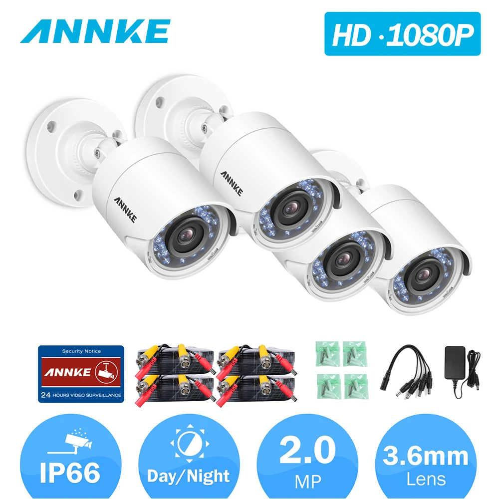 ANNKE C51BS 1080P HD TVI камера видеонаблюдения с пулей безопасности 4 шт. комплект