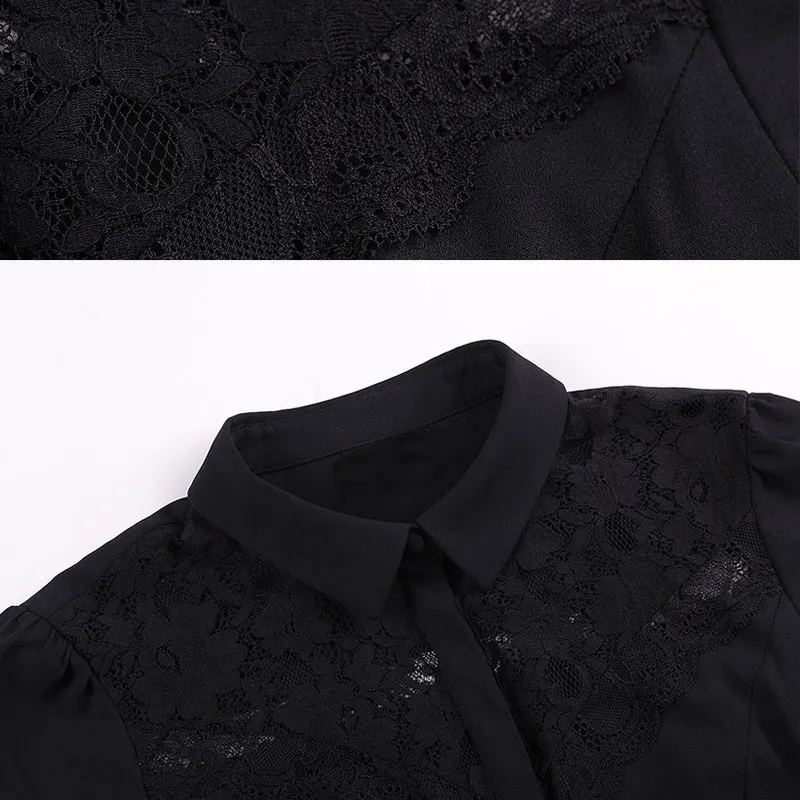 Новая женская рубашка блузка с отложным воротником модная кружевная в стиле