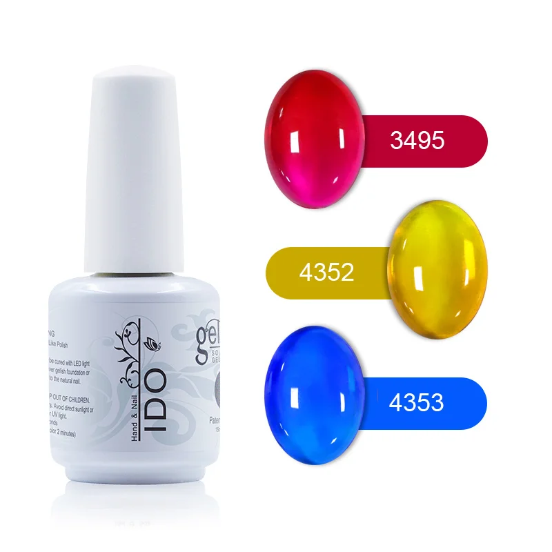 3495 4352 4353 3 Pcs Lot Gel Nail Polish IDO white bottle UV/LED Soak off Long Lasting polish 15ML amber glass Series colorful gel Nails Tools - Цвет: 3495 4352 4353