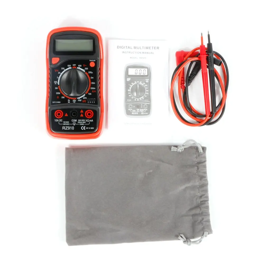 RZ910 Auto-Ranging Digital Multimeter Home Measuring Tools with Backlight LCD Display AC/DC Voltage Tester Measure | Инструменты