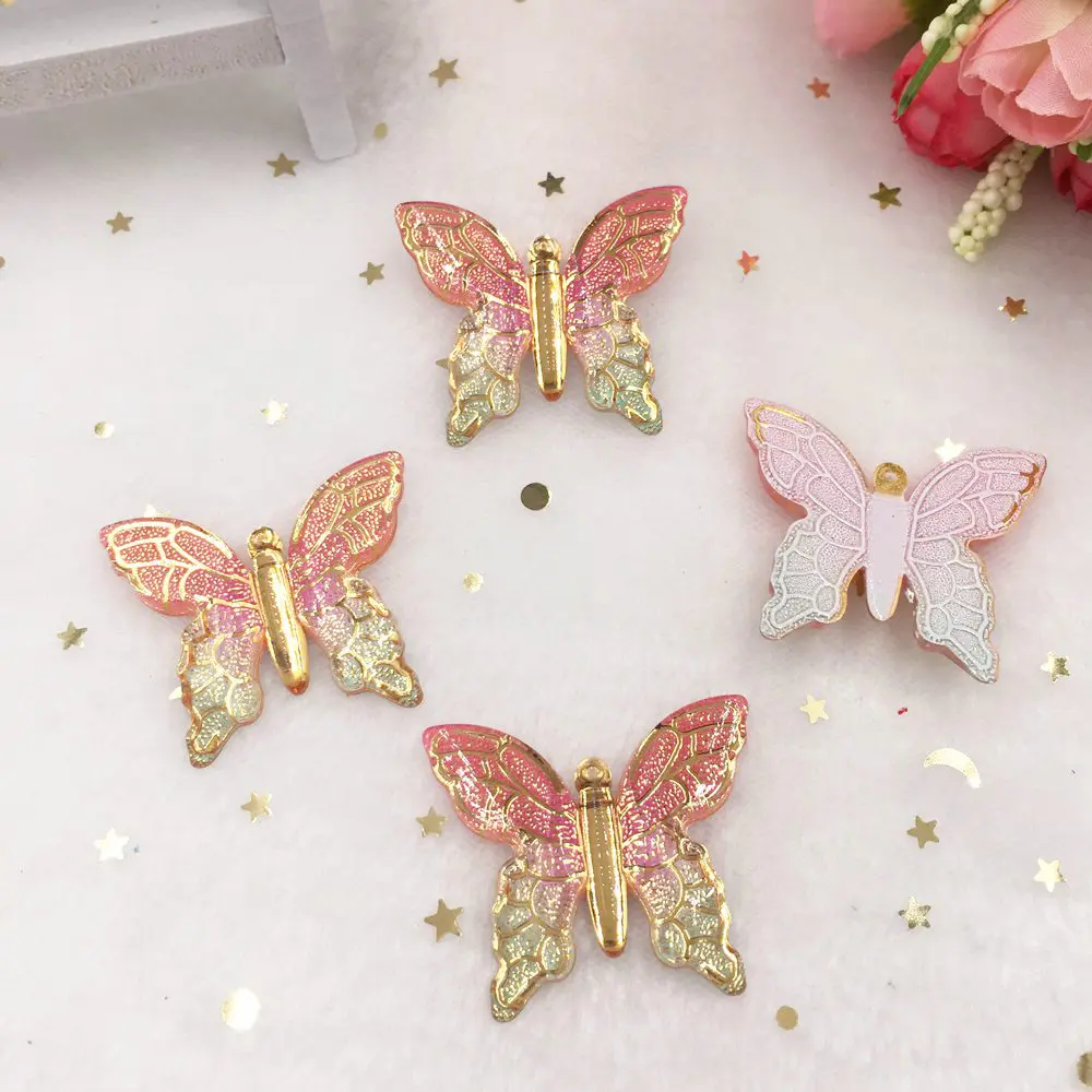Украшения 10 шт. большие красочные бабочки из смолы с плоской задней поверхностью