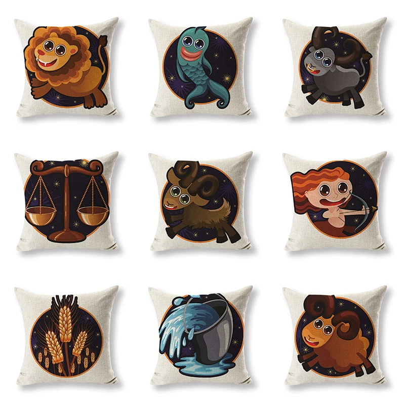 

CartoonTwelve constellations Cushion Covers Pillow Decorative Case Accessories Sofa Throw Pillow Case Home Textile Decor 45x45cm