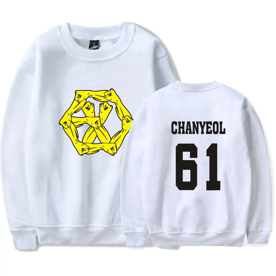 Женская и мужская теплая хлопковая толстовка KPOP EXO черно-белый пуловер с