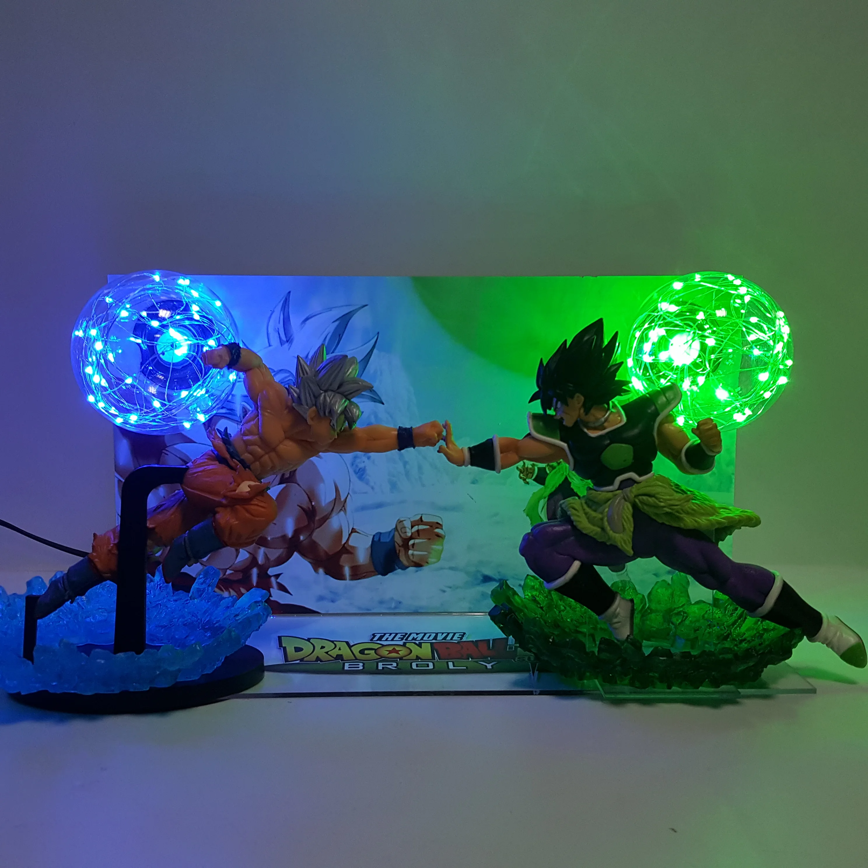 Dragon Ball Super Broly VS Goku Ultra Instinct светодиодная световая игрушка фигурки аниме Dragon Ball Z Goku VS Broli фигурка диорама