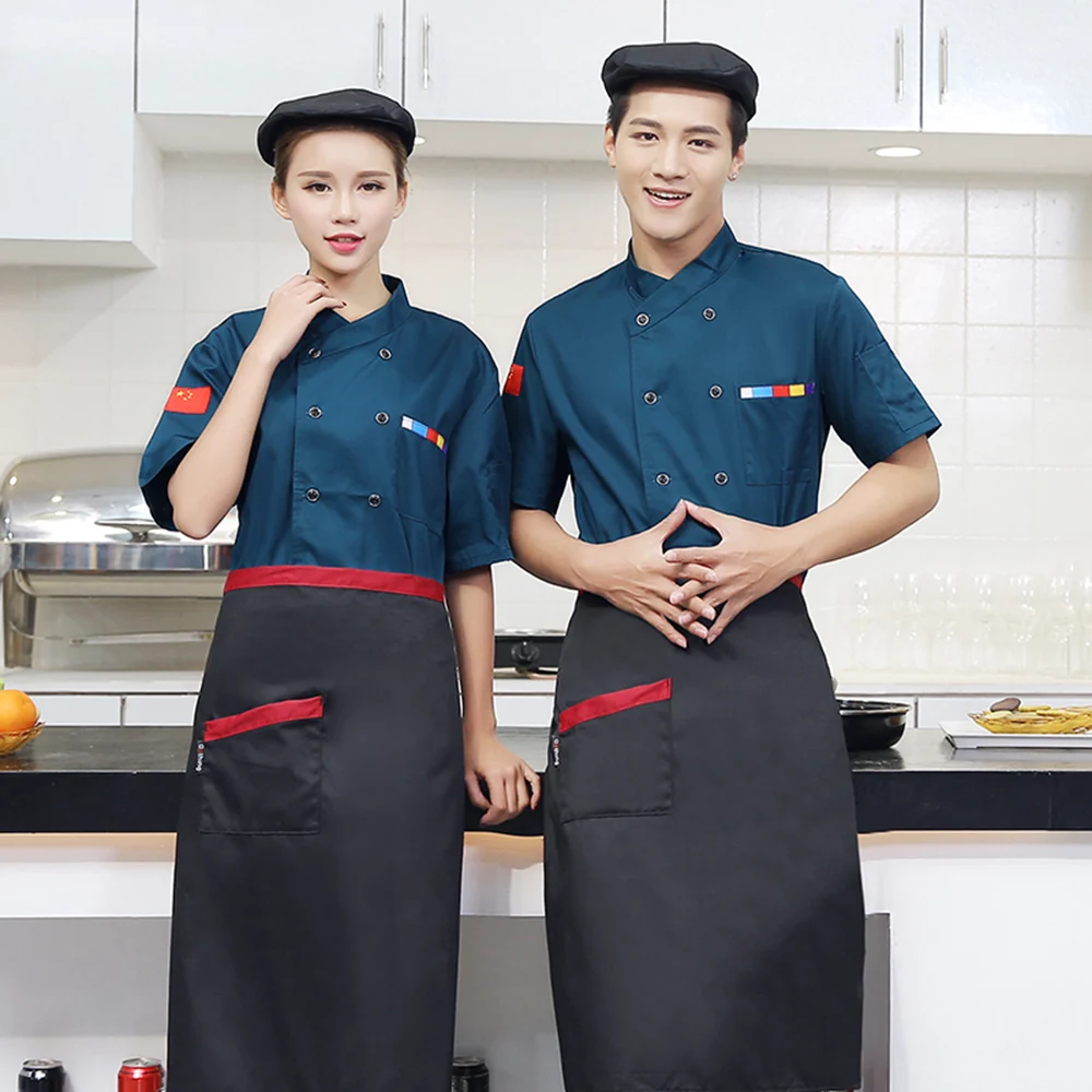 

5-colors Short Sleeve Hotel Chef Jacket new wholesale Chef's Uniform Mesh Breathable Workwear Catering Restaurant Kitchen Bakery