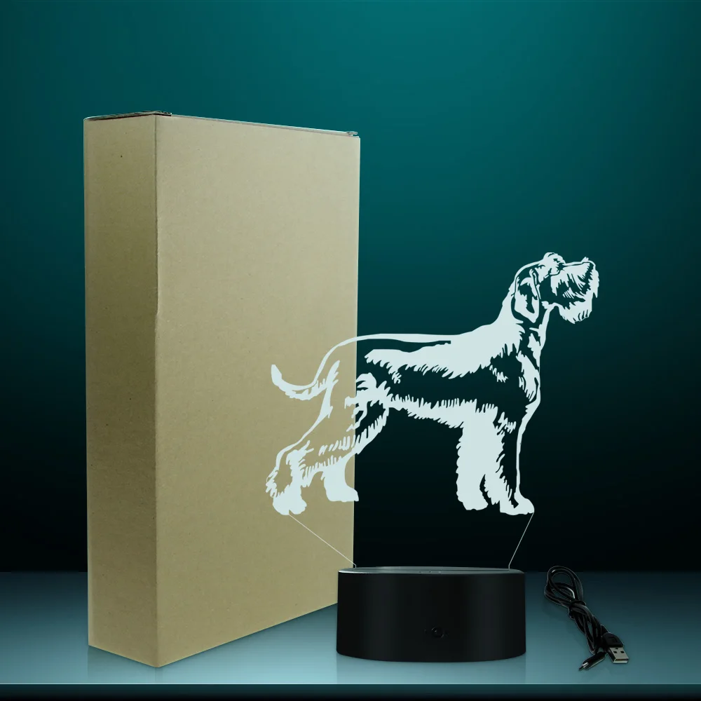 На заказ Schnauzer собака стоящая портретная светящаяся светодиодный светильник