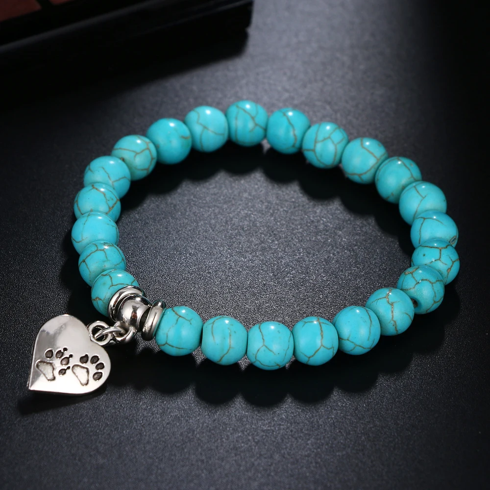 Boho винтажные браслеты из натурального камня с эластичной веревкой для мужчин и