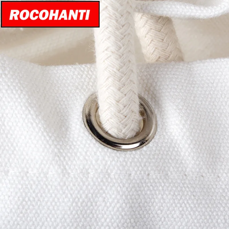 ROCOHANTI 50 шт. индивидуальный логотип сверхмощный Толстый холст хозяйственная сумка с веревочной ручкой F2111