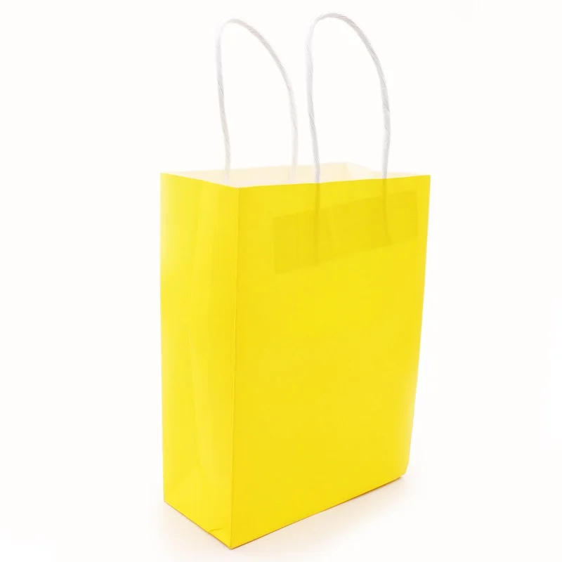 Yellow 10 шт. разноцветная бумажная сумка с ручками 21x15x8 см DIY многофункциональная праздничная подарочная сумка свадебный подарок крафт-бумажные пакеты - Цвет: Yellow
