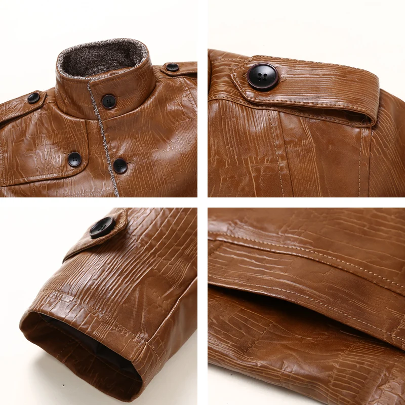 

2017 Autumn Winter Faux Leather Jacket Men Casual Thick Warm Motorcycle PU Jacket Male Business Outwear Coat Plus Size Homme 613