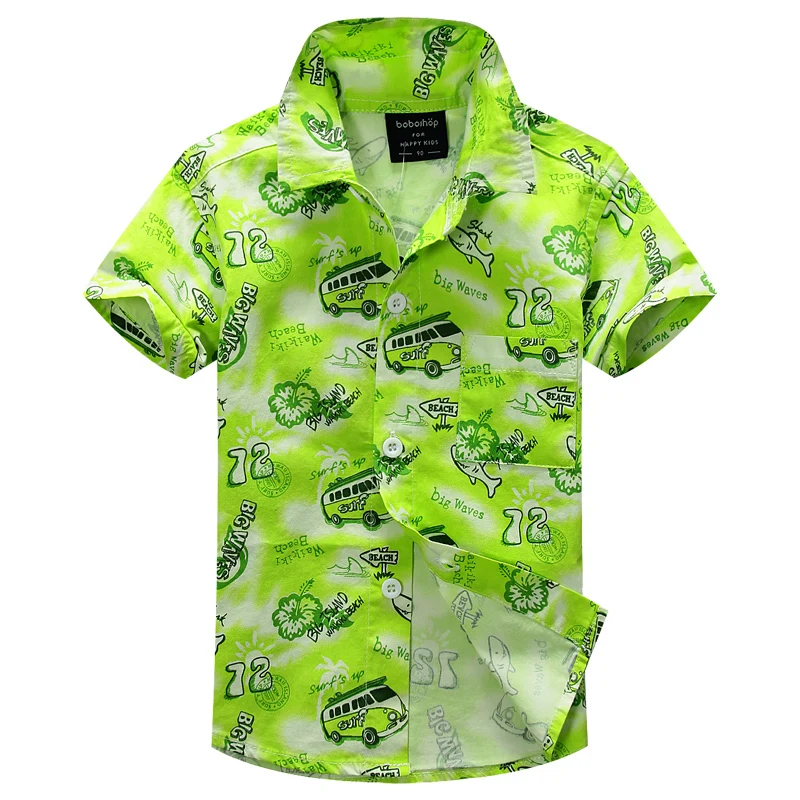 Хлопковая рубашка с цветочным принтом гавайская aloha для мальчиков T1523|shirts for boys|aloha
