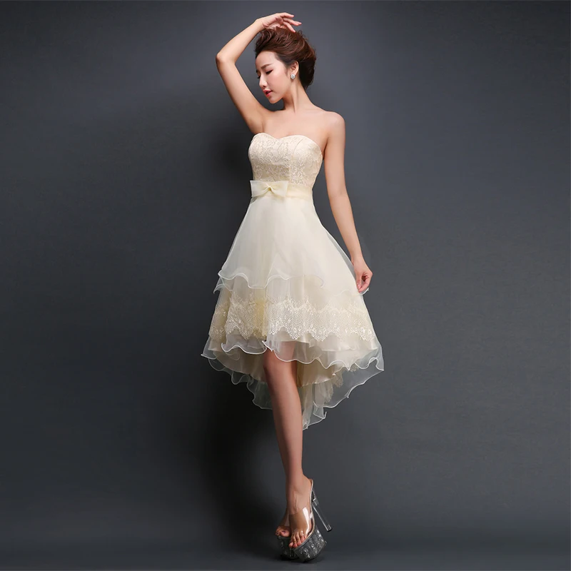 Женское вечернее платье свадебное с открытыми плечами длинное короткое спереди