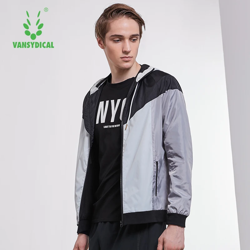 Спортивные беговые куртки Vansydical Мужская ветрозащитная спортивная одежда с