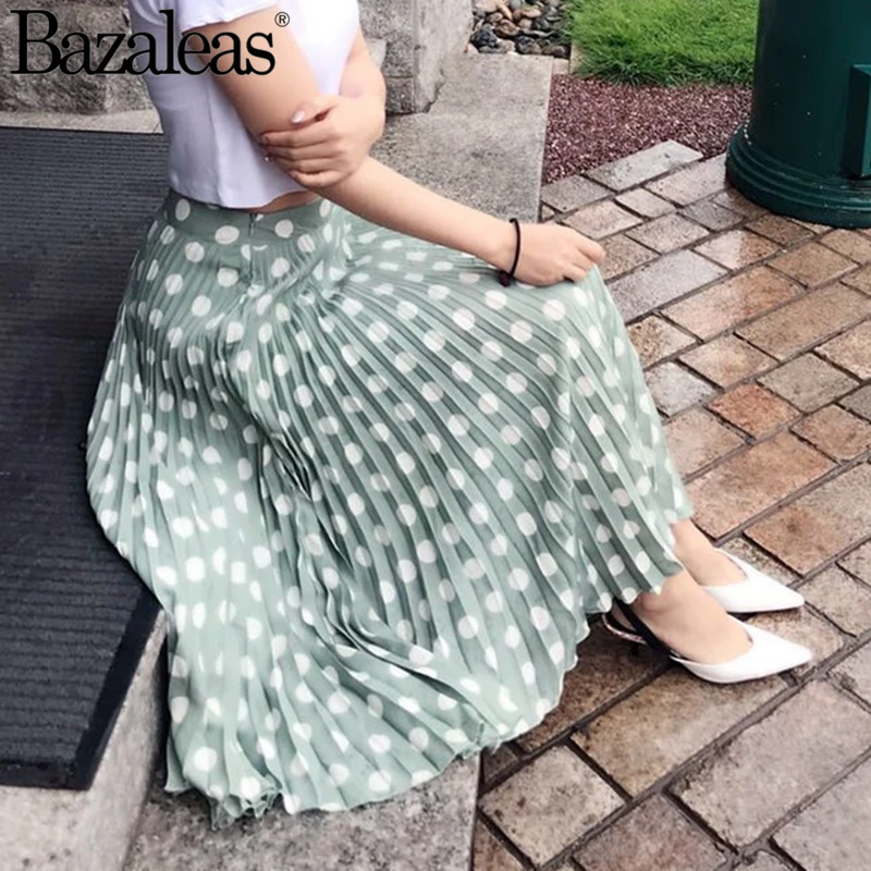 2018 зеленый горох плиссированные шифоновые женские юбки Летняя Империя