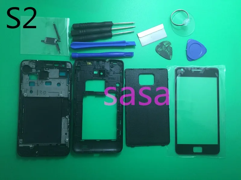 Сменные детали Чехол для всего корпуса + Переднее стекло объектив Samsung Galaxy S2 i9100