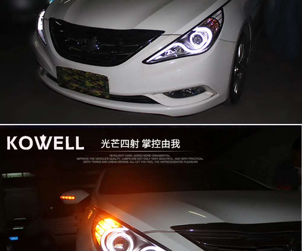 KOWELL автомобильный Стайлинг для hyundai Sonata фары 2011- Sonata 8 светодиодный фары DRL Bi Xenon объектив Высокий Низкий луч парковка туман