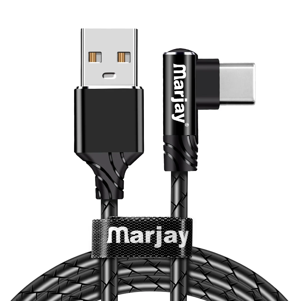 Marjay 90 градусов usb type C кабель для samsung S9 USB кабель Зарядное устройство Шнур для Xiaomi Mi 8 кабели для мобильных телефонов для huawei P20 lite