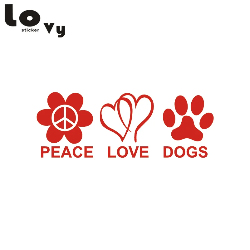 Peace Love Dogs Viny Wall Sticker Creative Cartoon Animal Vinyl Decal for Bedroom Home Decor | Дом и сад