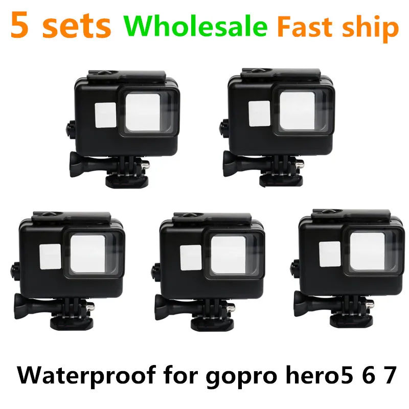 5 комплектов оптовая продажа водонепроницаемые комплекты чехлов для gopro hero5 6 7 black
