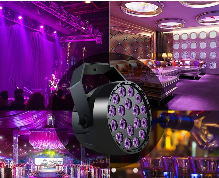 Светодиодный диско UV фиолетовый сценический светильник DMX 512 светильник влияние DJ Par лампа на гвозде, флэш-память для вечерние звук светильник рождественские свитеры с лазерный точечный светильник