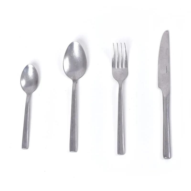 4 pcs of Handmade Brushed retro old stainless steel European knife and fork set Western | Дом и сад