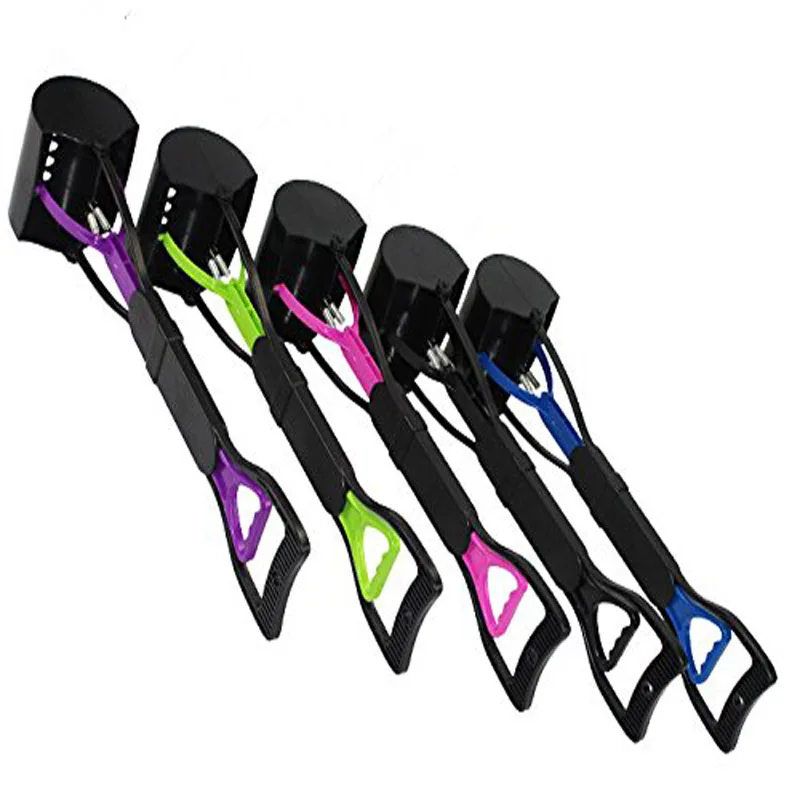 Новая Легкая Длинная Ручка Собак Pet Pooper Scooper Челюсти Чистый Pick Up Отходов Poop Scoop Pueple