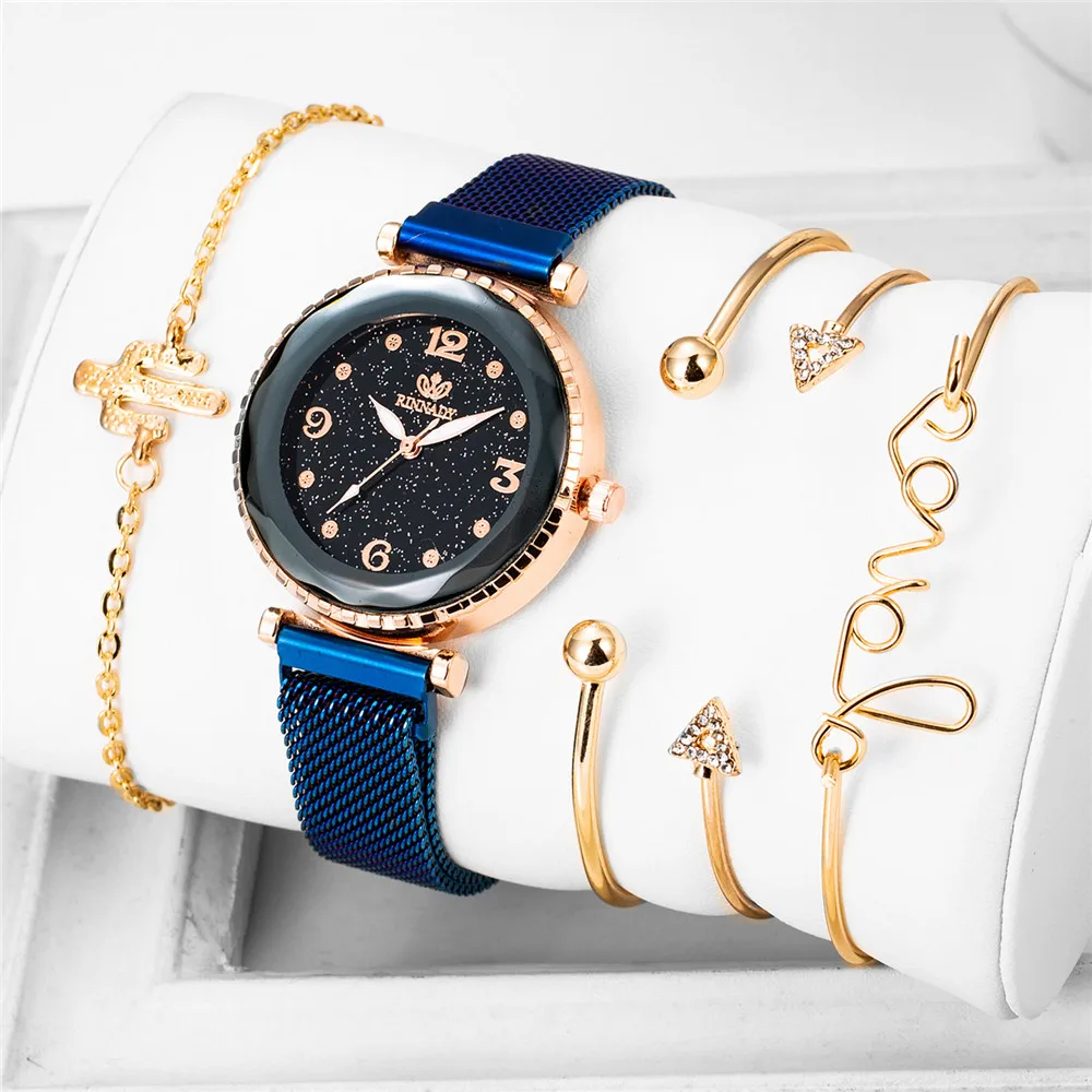 5pcs Luxury Brand Ladies Watches Women Watches Starry Sky Watch Quartz Diamond Wristwatches Montre Femme Relogio Feminino