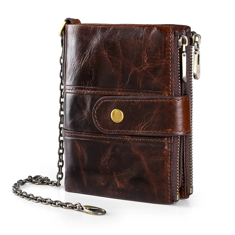 Женский короткий кошелек из натуральной кожи дизайнерский с металлической