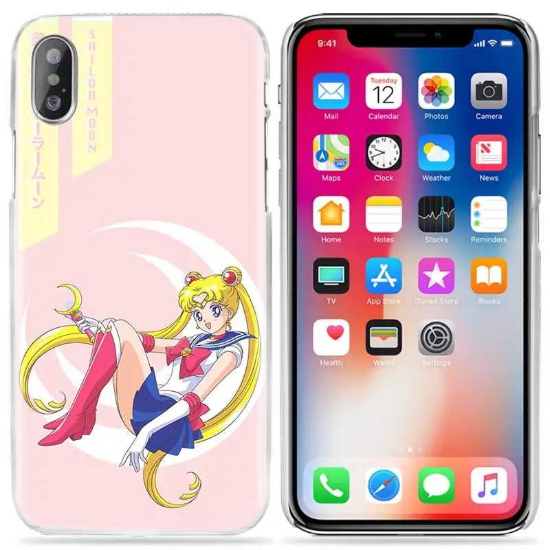 Чехол Sailor Moon Kawai для iPhone XS Max XR X 10 7 7 S 8 6 6 S Plus 5s SE 5 4s 4 5C Прозрачный жесткий пластиковый чехол для телефона аниме Coque