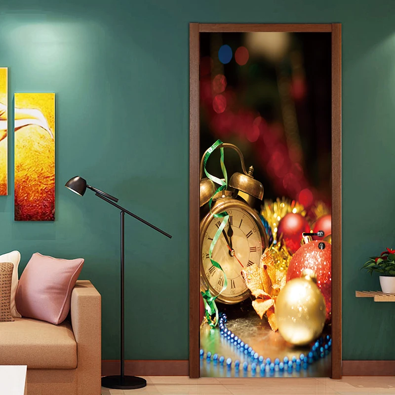 

2Pcs/set Christmas Wall Sticker Store Window Decoration Hanging Jingle Bell Snowflake Reindeer papel de parede Home Decor