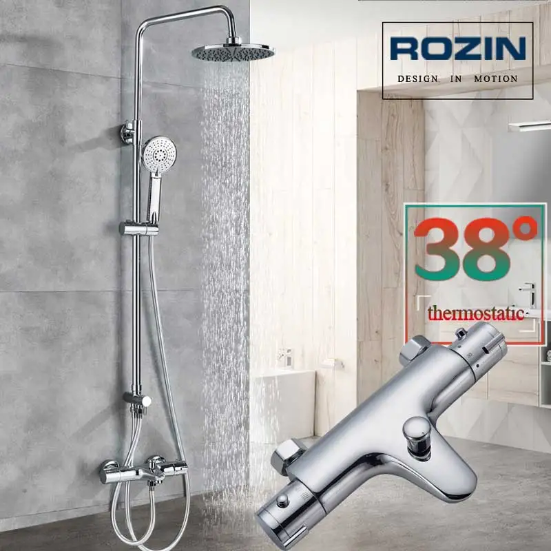 Thermostatic Tap B Хромированный Термостатический смеситель для душа, кран с двойной ручкой, латунная душевая колонка, насадка для душа и ручной душ, кран для горячей и холодной воды - Цвет: Thermostatic Tap B