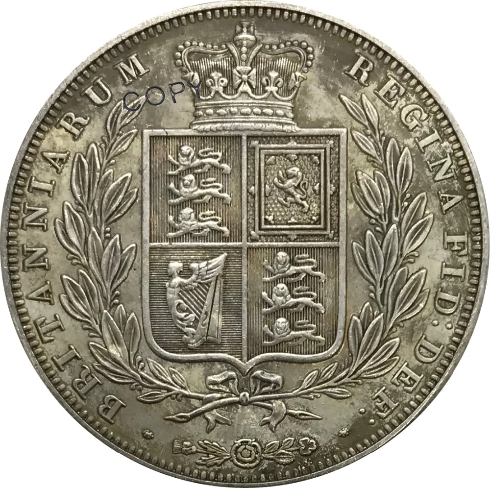 1844 Великобритания 1/2 Корона Виктория предметы коллекционирования из мельхиора