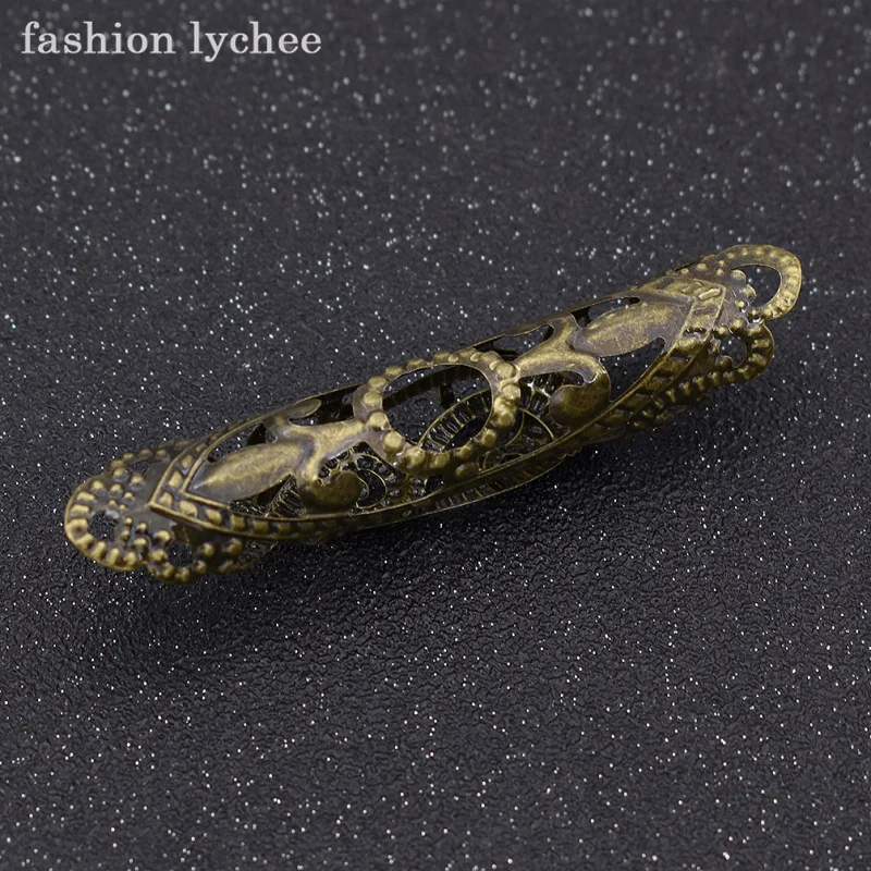 Модные Винтажные тибетские полые резные металлические бусины lychee манжеты и