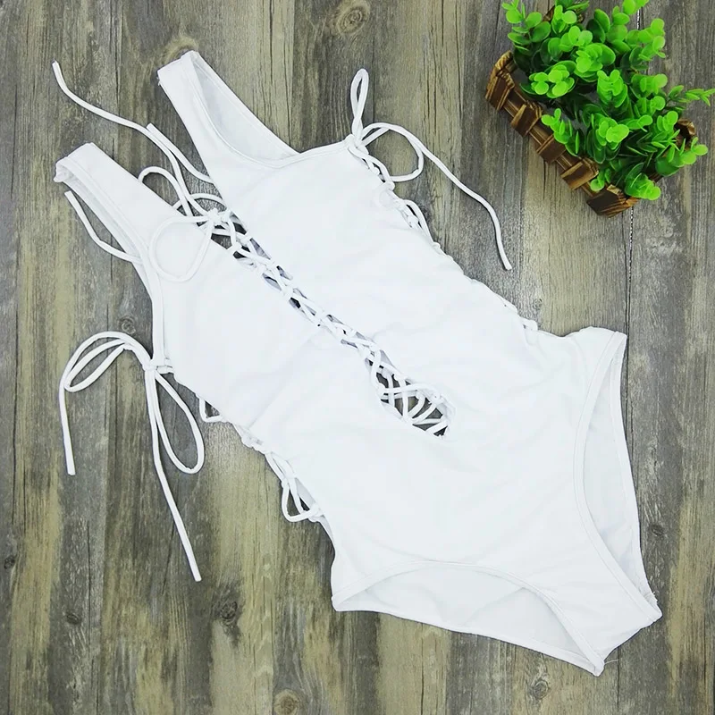 Сексуальный цельный купальник с перекрестными ремешками Женский бандажный