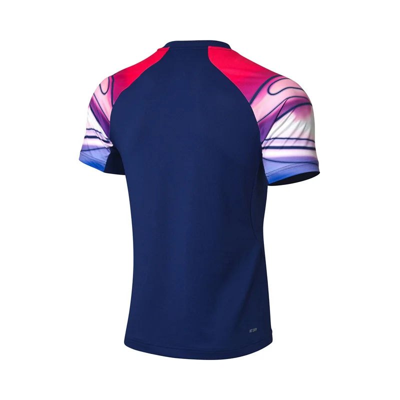 Li-Ning мужские футболки для бадминтона для фанатов сборной версии на сухой дышащей подкладке Спортивная соревновательная футболка AAYP071 CAMJ19
