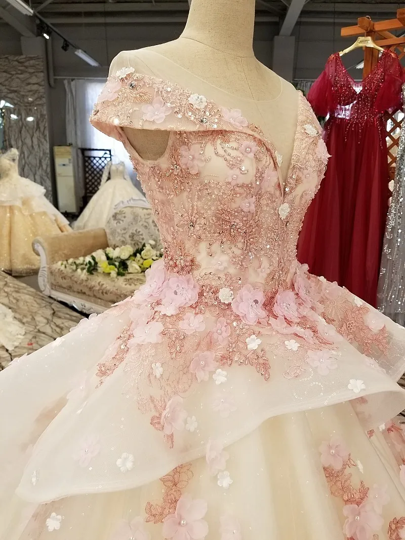 2020 новейшее розовое платье с цветами красивое свадебное открытыми плечами милое