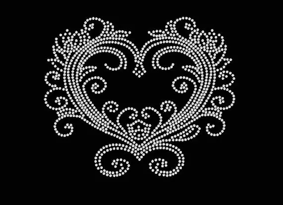 

2pc/lot Fancy Heart SMALL Rhinestone Iron on Transfer hot fix rhinestone motif designs iron on applique patches shirt dress coat